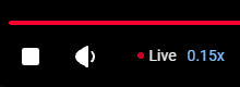 The playback rate badge in blue at 0.15x