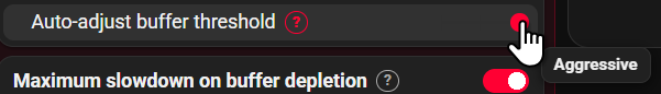 The three-step slider showing its tooltip
